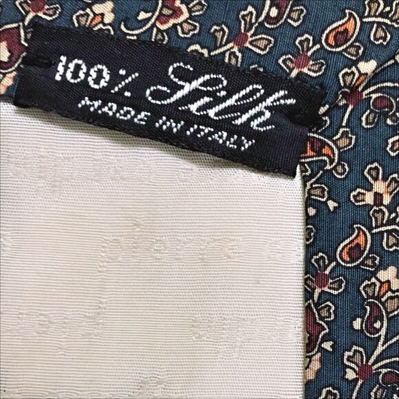 Pierre Cardin Silk Tie Green Brown Paisley Print Couture Collection Vintage - Picture 6 of 7